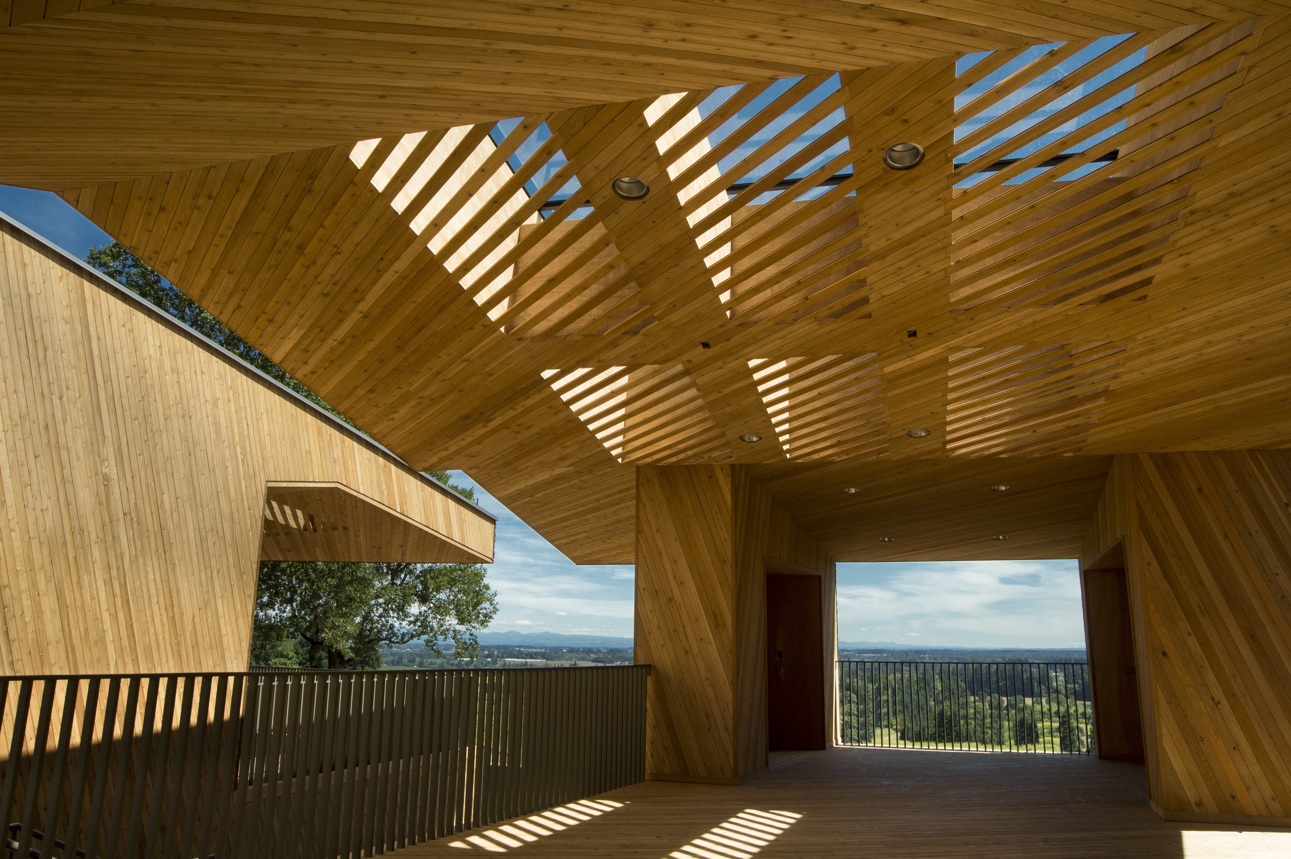Modern Winery Design Sokol Blosser Imbibe Natural Light Flows Organically Through The Slats In Ceiling On Terrace An Area