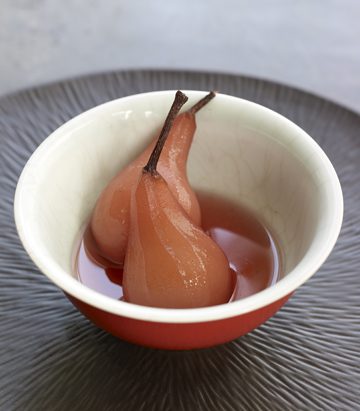 rose poached pears