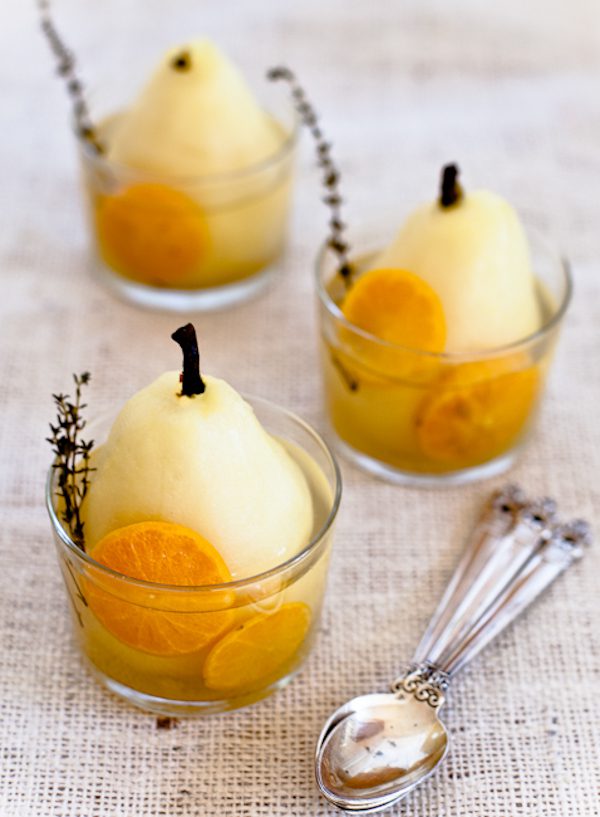 lillet-poached pears