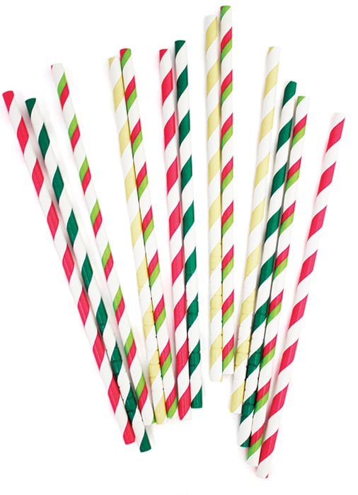 Red, White and Green Stripe Christmas Paper Straws 100 Pack