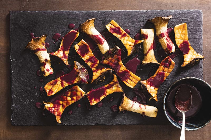 Roasted King Trumpet Mushrooms in Red WineMiso Sauce Imbibe Magazine