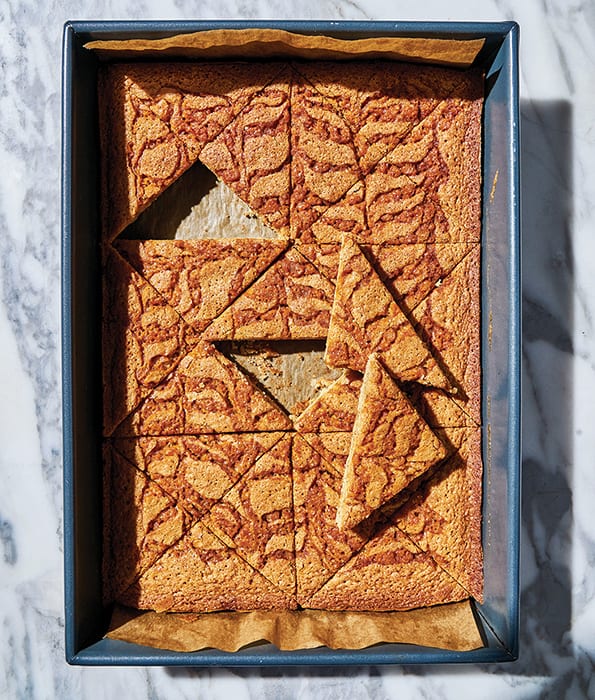 Black Tea Blondies with Caramel Swirl