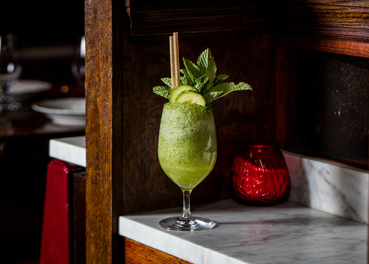 El Quijotes Portonico green cocktail