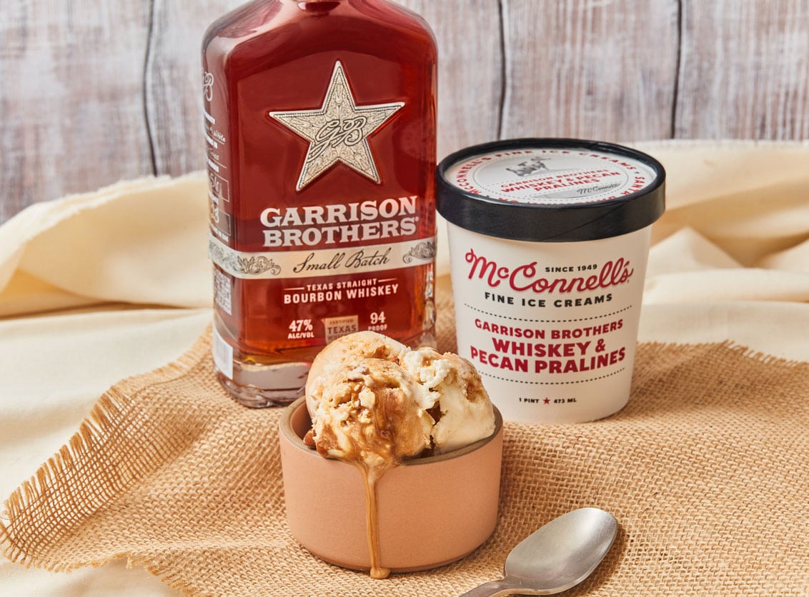 Garrison Brothers Whiskey Pecan Praline boozy ice cream McConnell's