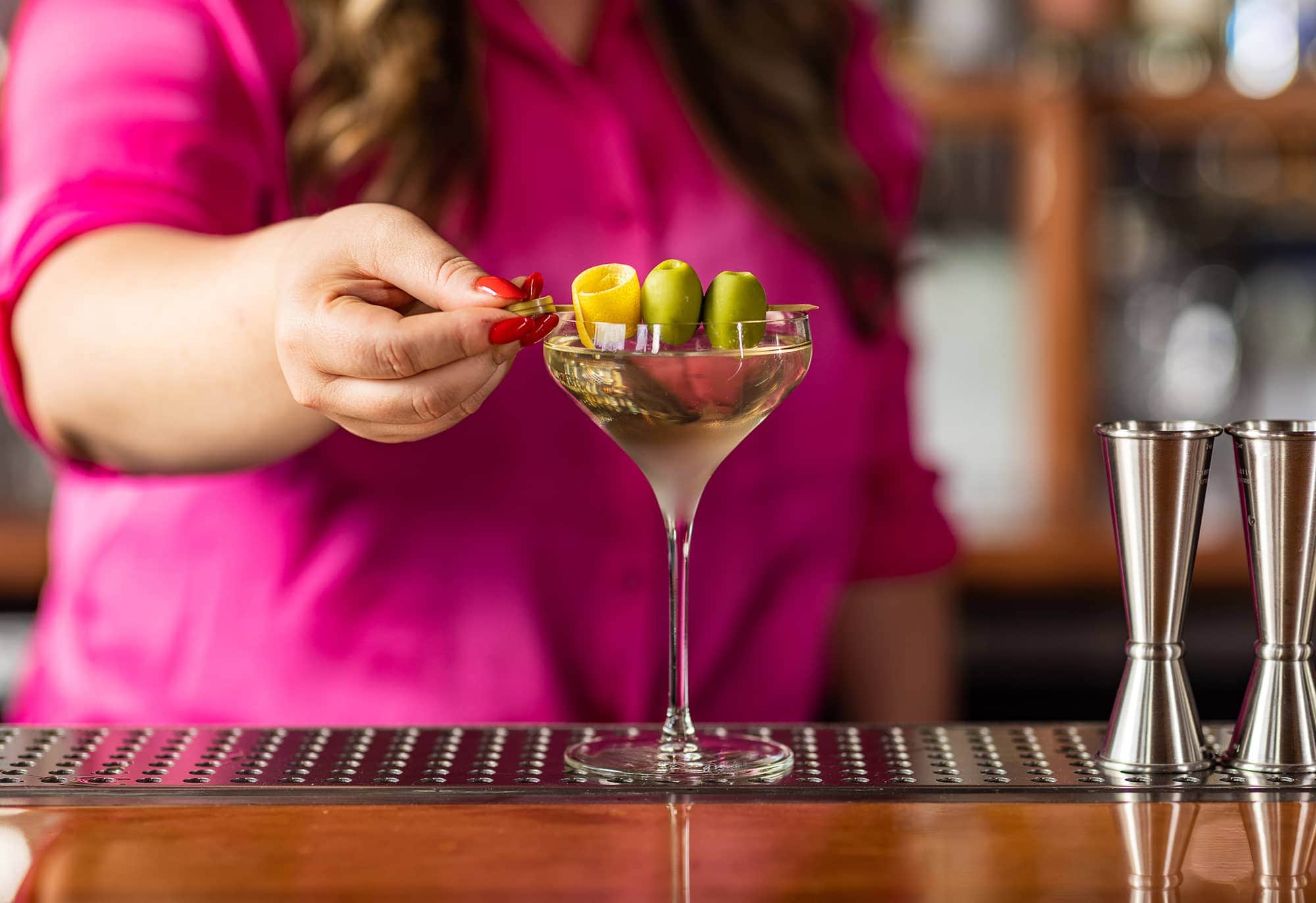 Brynn Smith with Martini at Bar Next Door