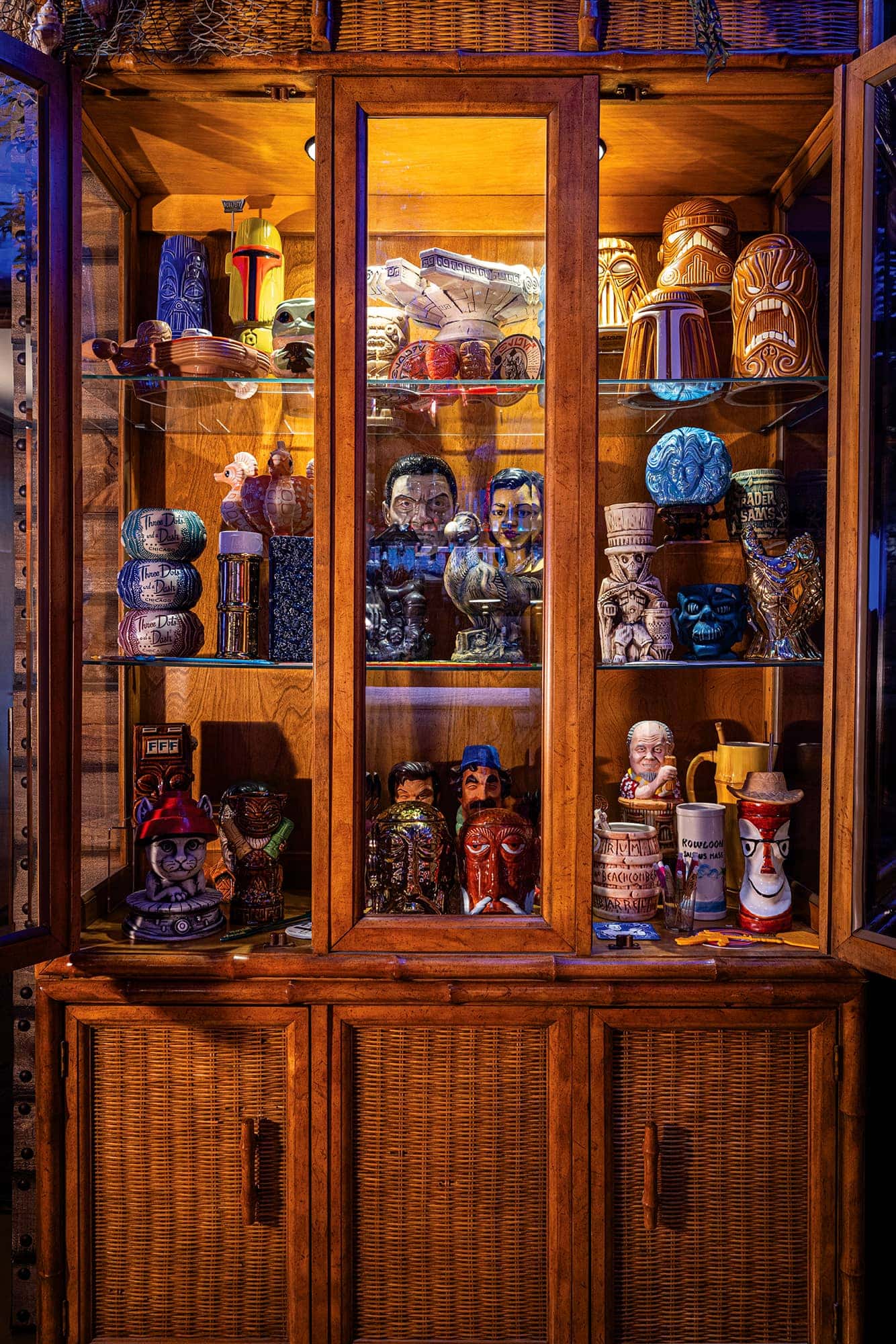 Ruby's Lagoon tiki mug cabinet
