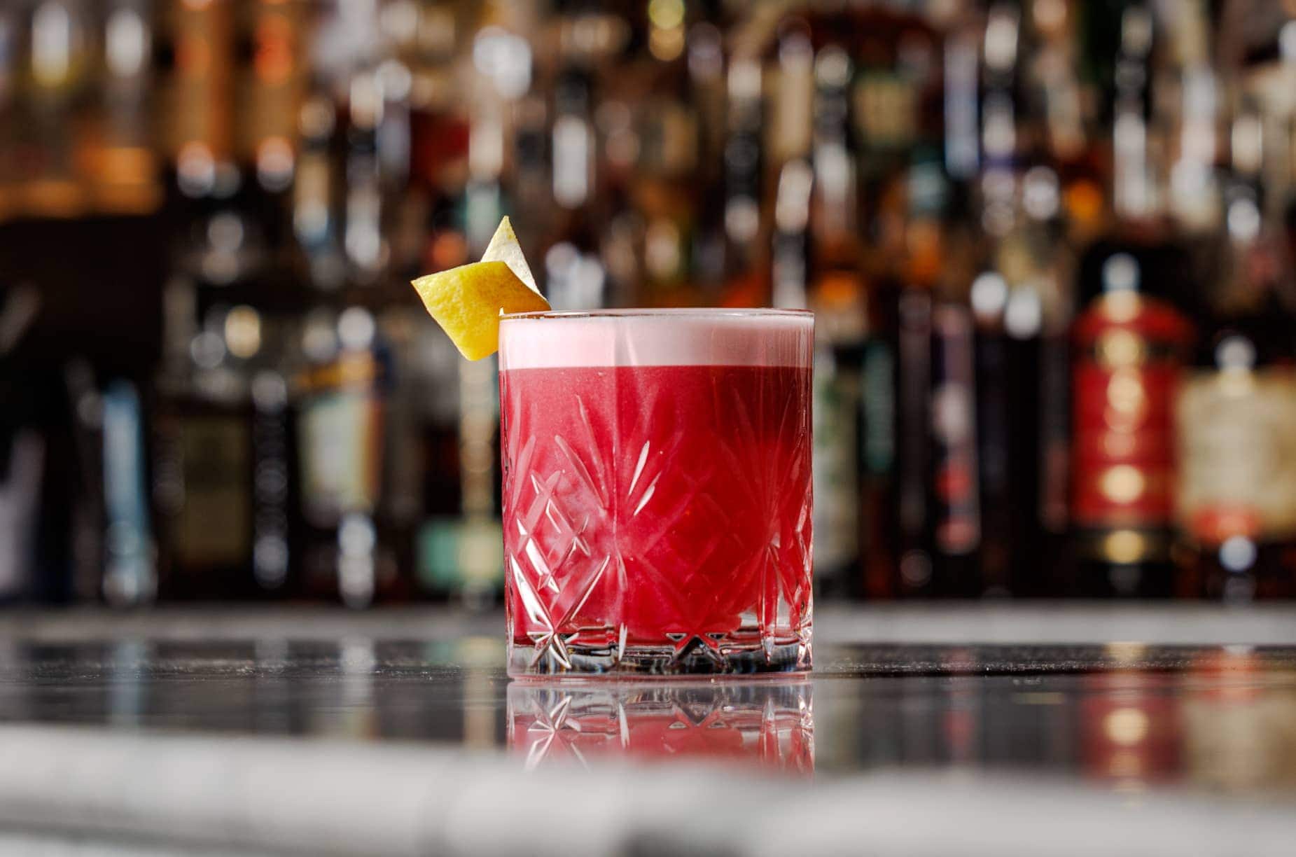 Toki Sour: hibiscus ginger sour