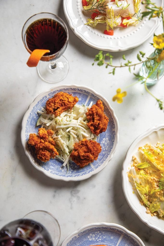 Imbibe 75 Junebug hot fried oysters